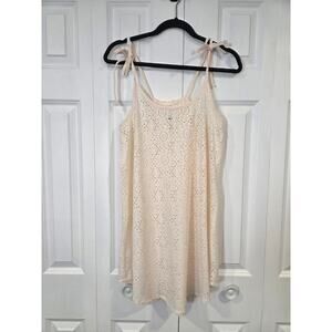 Roxy Crochet Tank Dress Swim Cover-Up Adjustable Straps Large Cream